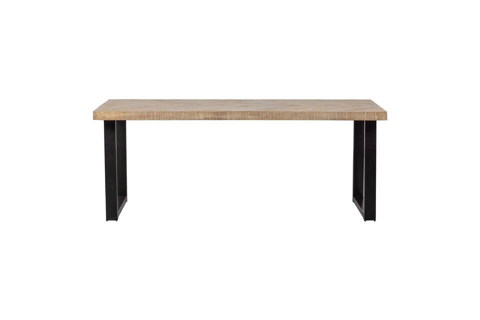 Table 180x90 en bois de manguier beige avec pieds en forme de U herringbone Tablo Woood