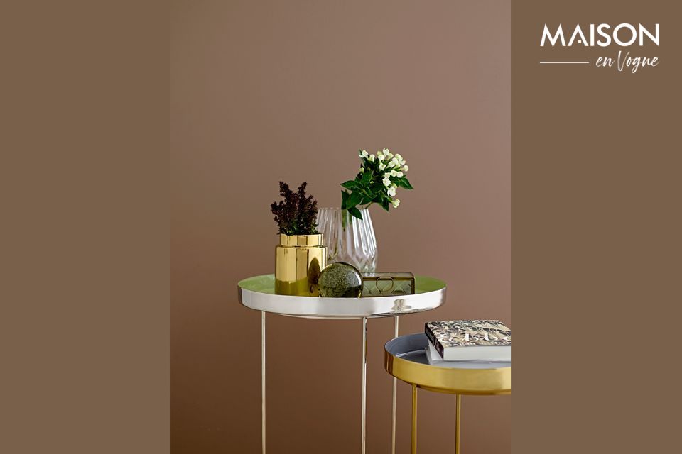 Table basse en aluminium vert et argent