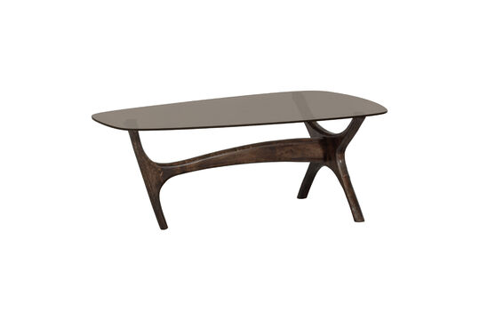 Table basse 110x60 cm bois de manguier et verre noyer Flash