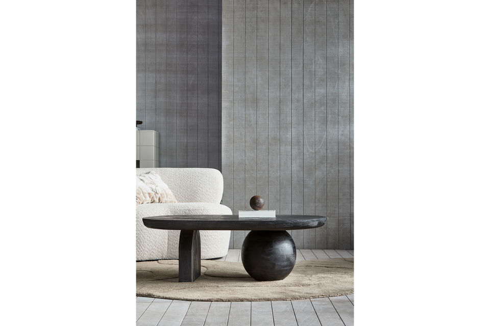 Table basse de style africain Fabriquée en bois de manguier noir mat Grand plateau pour un plus