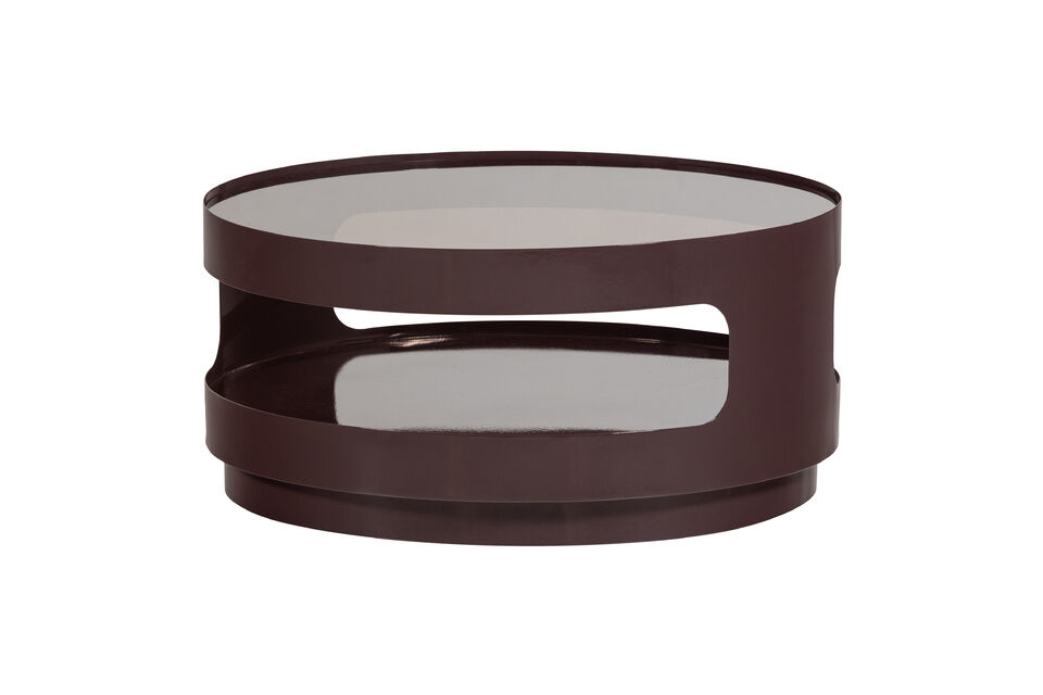 Table basse 70 cm métal et verre marron SERO Woood