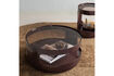 Miniature Table basse 70 cm métal et verre marron SERO 3