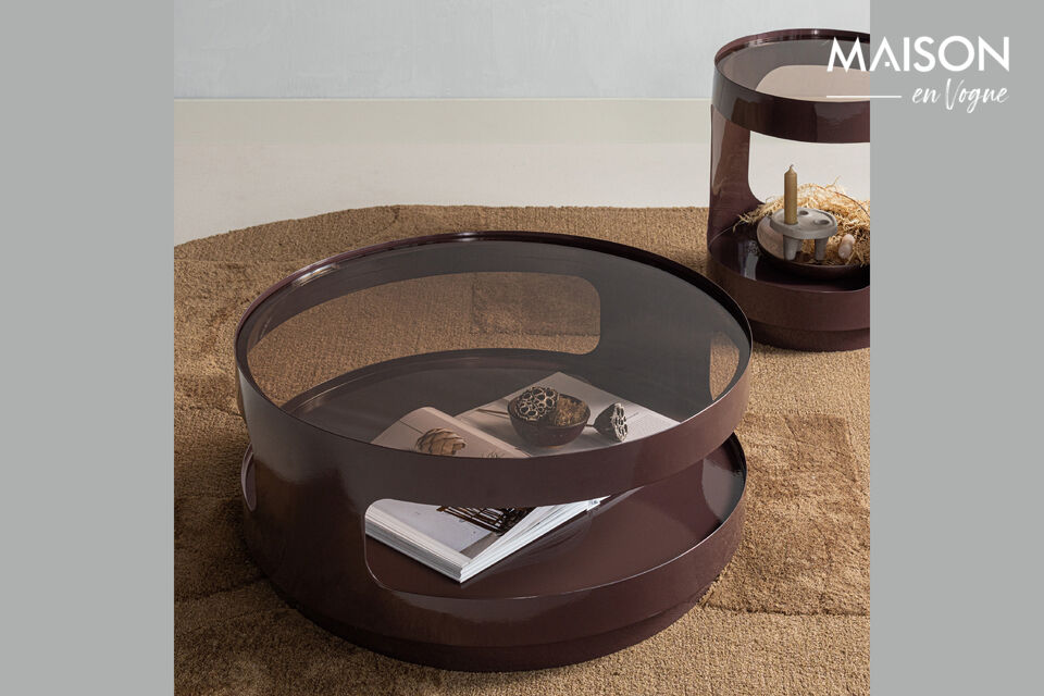 Aspect chic Métal avec revêtement en poudre brun Format compact et adapté Plateau de table en