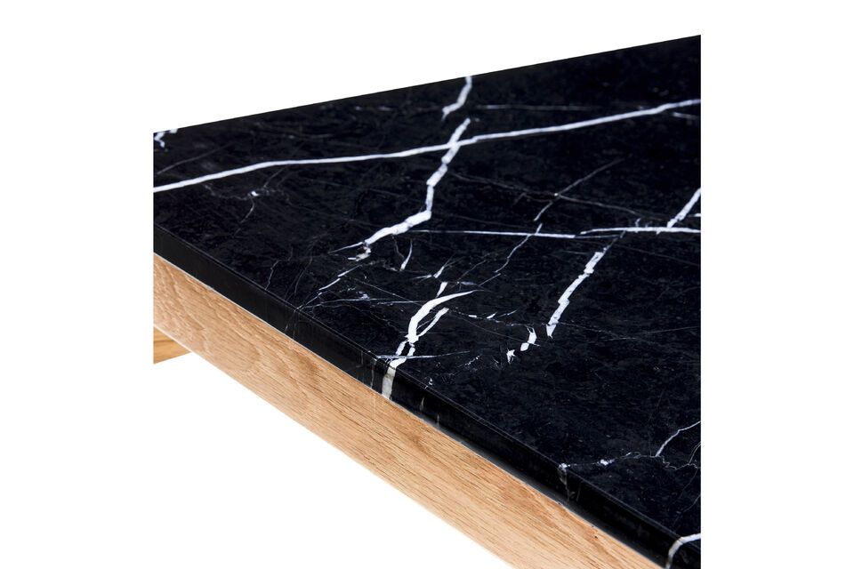Table basse en bois de chêne clair et marbre noir Raw - 4