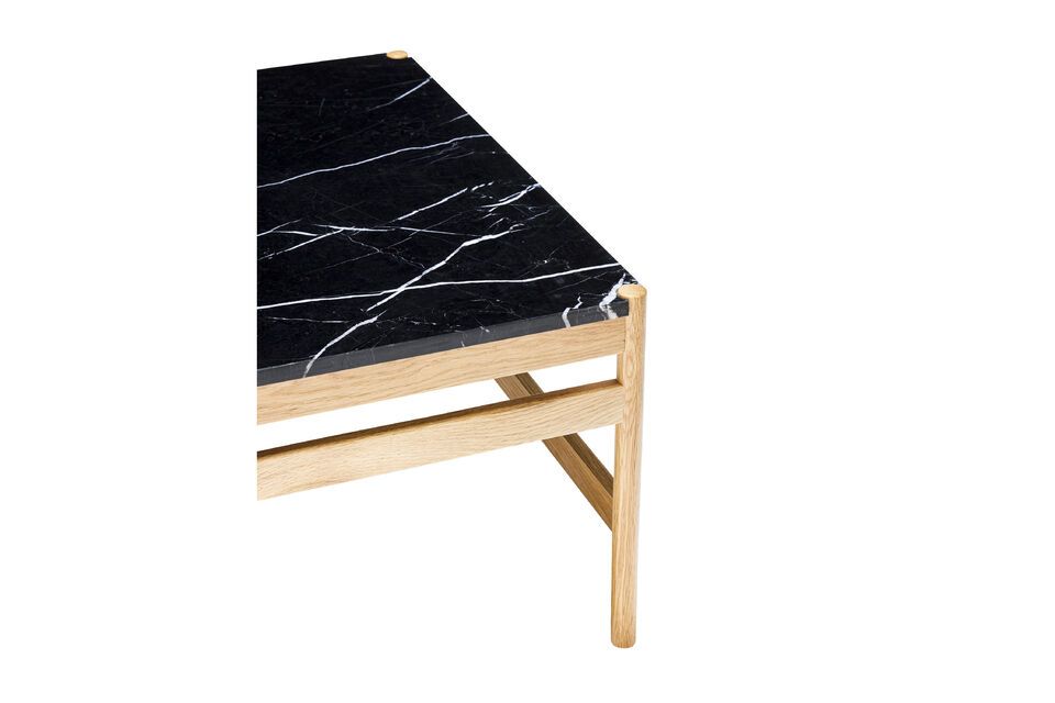Table basse en bois de chêne clair et marbre noir Raw - 5