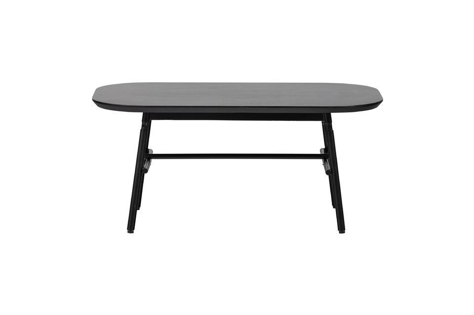 Le plateau de la table basse de vtwomen est en bois de manguier avec une finition noire mate