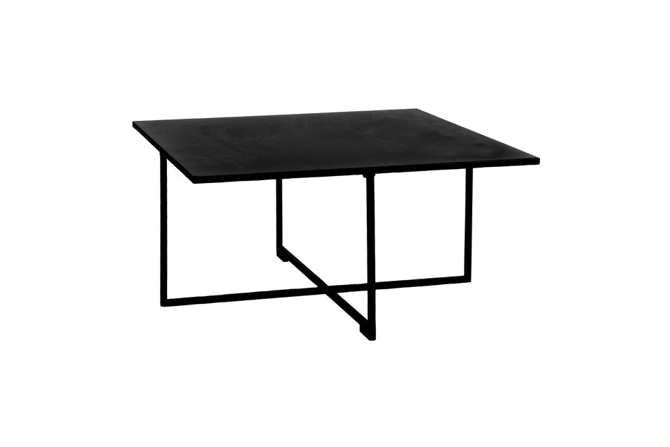 Cette table basse a un plateau carré de 70 cm de côté et une hauteur de 35 cm