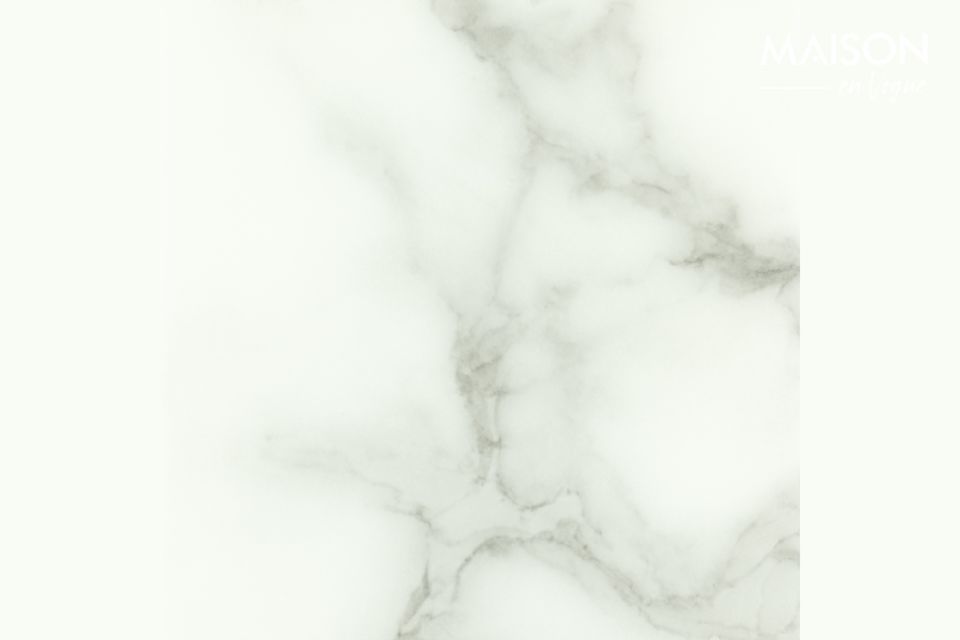 Table basse disque aspect marbre blanc