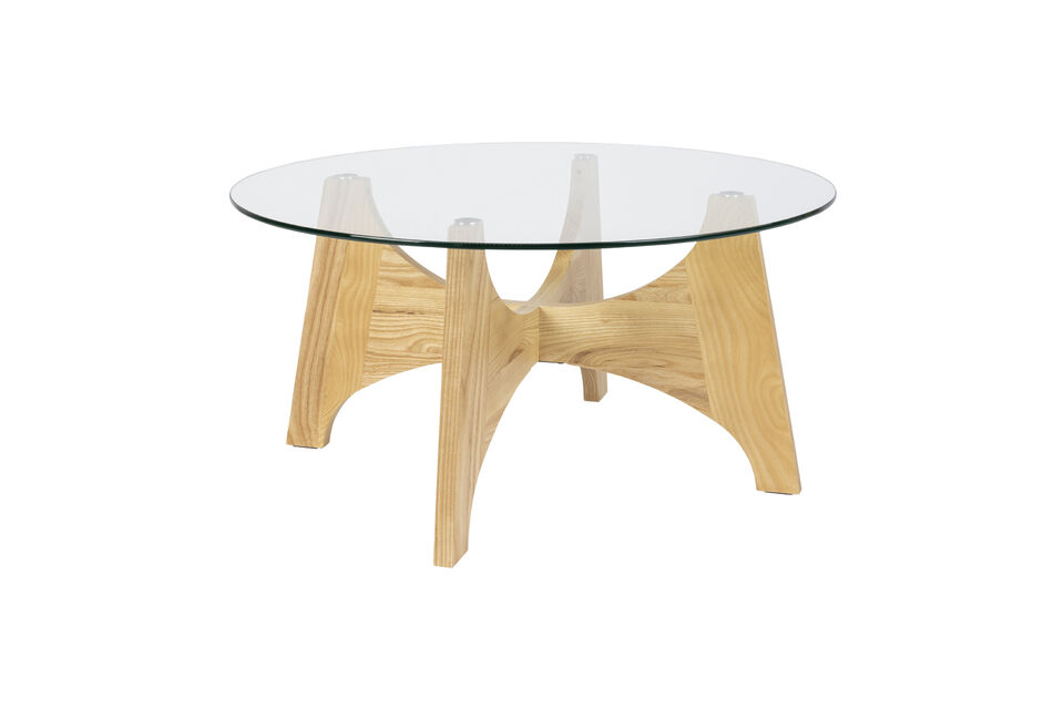 Table basse avec plateau rond en verre