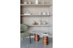 Miniature Table basse organique en marbre beige et manguier Peli 2