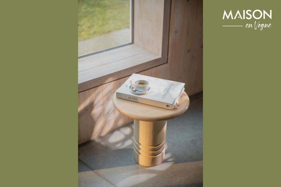 Table d'appoint en bois beige Chunk Zuiver