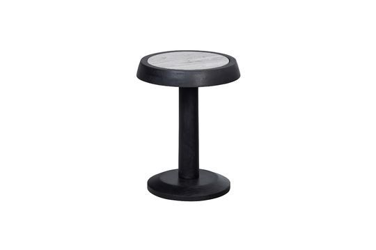 Table d'appoint en bois noir et marbre gris Nanne 