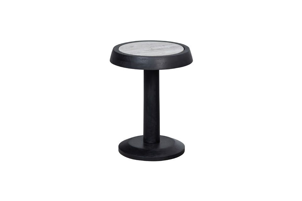 Table d'appoint en bois noir et marbre gris Nanne  Woood