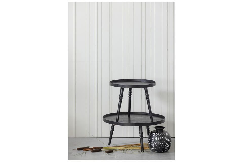 Table d'appoint en bois noir, ronde