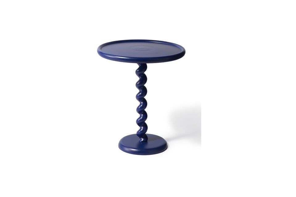 La table d\'appoint en fonte d\'aluminium bleu foncé Twister a été pensée par les designers de