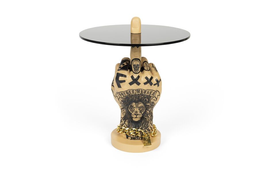 Table d'appoint en résine beige Fother Mucker Lion Bold Monkey