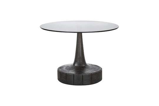 Table d'appoint Ø 60 cm bois de manguier et verre noir Soya