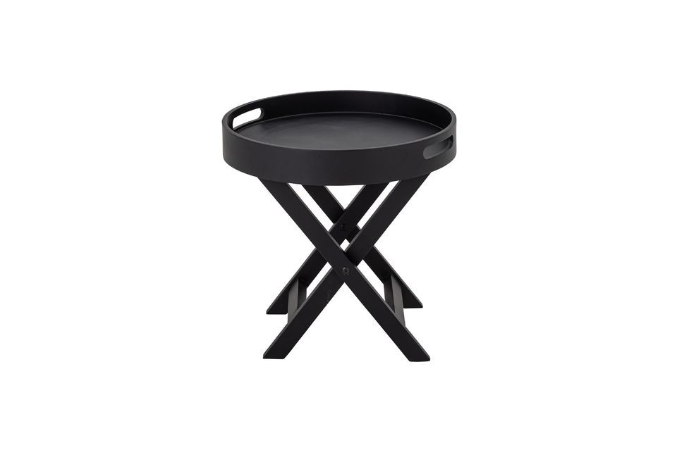 Table d'appoint plateau Ø40 cm en bois d'hévéa noir Freya Bloomingville