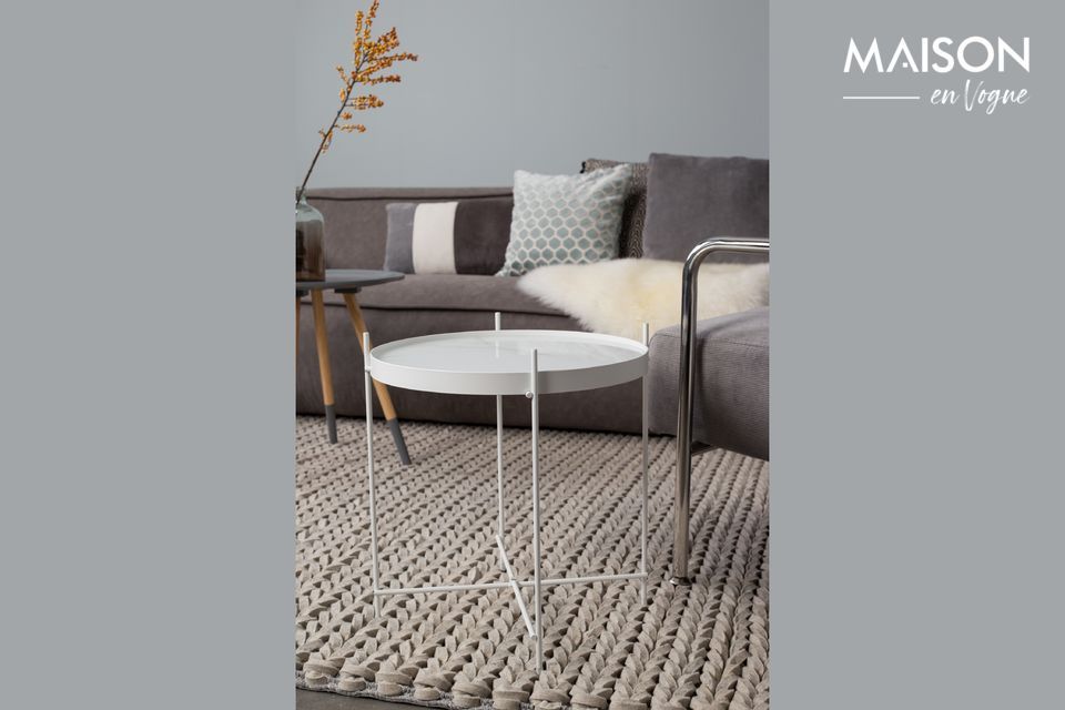 Table d'appoint ronde 43 cm effet marbre blanc Cupid Zuiver