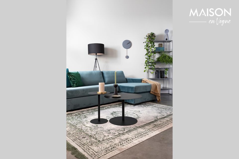 Table d'appoint ronde en acier noir Snow Zuiver