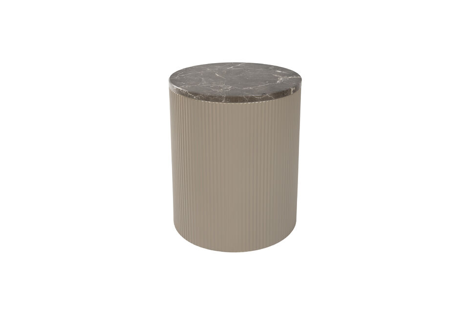 Table d'appoint ronde en marbre et métal beige Anna White Label