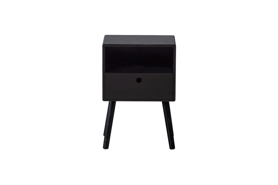Table de chevet au design simple Fabriquee en MDF laque Comprend une fixation murale simple H 53 cm