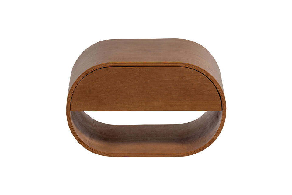 Forme ronde élégante MDF avec veinage bois visible Format compact et fonctionnel  Le meuble à