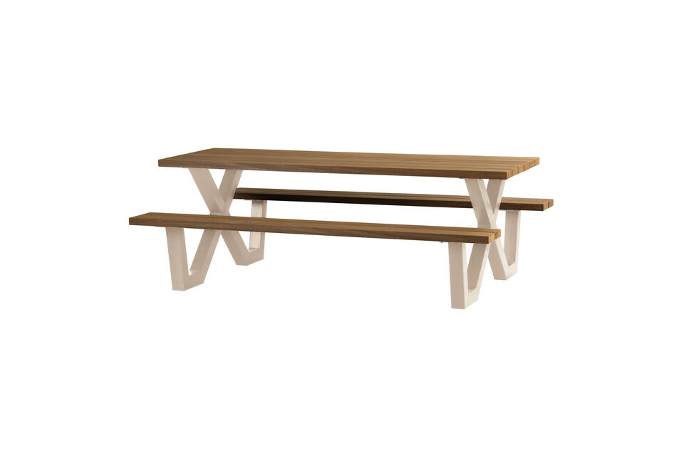 Table de pique-nique de jardin 206x145 Ayous et métal sable TABLO Woood