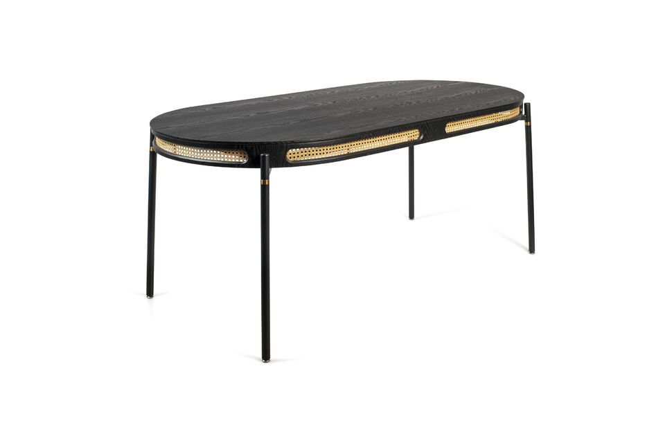 Table de repas en bois noir et rotin 6 places Webbing Bold Monkey