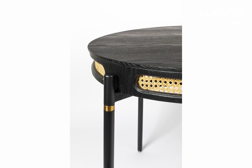 Table de repas en bois noir et rotin 6 places Webbing - 4