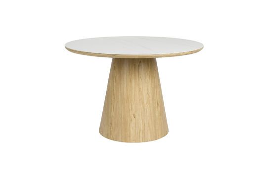 Table de repas ronde en bois beige Almira Détouré