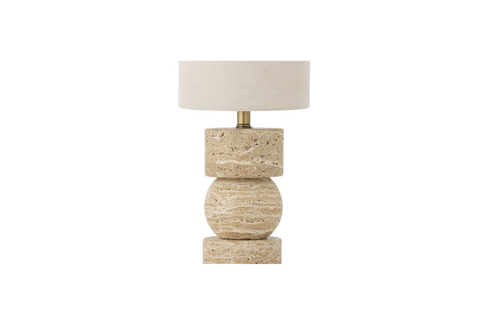 Table lamp H53 cm in travertine and linen Nature Marci - 4