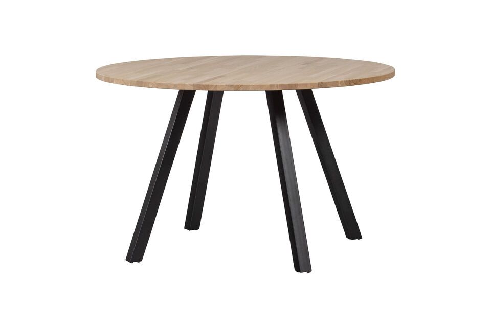 Table Ø120 en chêne massif beige avec pieds carré Tablo Woood