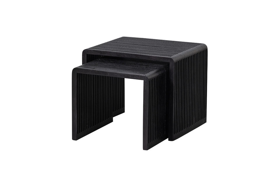 Tables d'appoint lot de 2 teck recyclé noir WILLA Woood