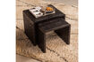 Miniature Tables d'appoint lot de 2 teck recyclé noir WILLA 2