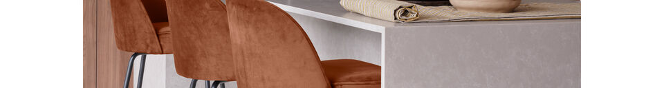 Mise en avant matière Tabouret de bar 80 cm velours rouille Vogue