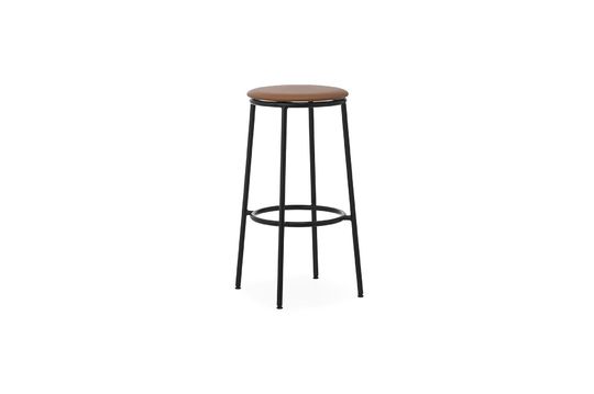 Tabouret de bar en acier et cuir marron 75cm Circa Détouré