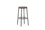 Miniature Tabouret de bar en acier et cuir marron 75cm Circa Détouré