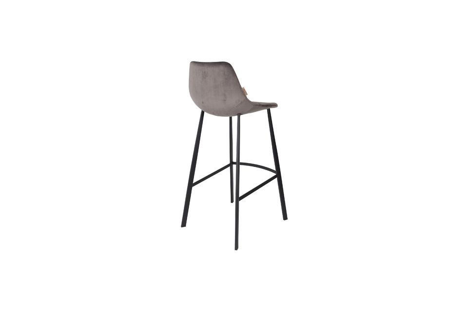 Tabouret de bar Franky en velours gris - 8