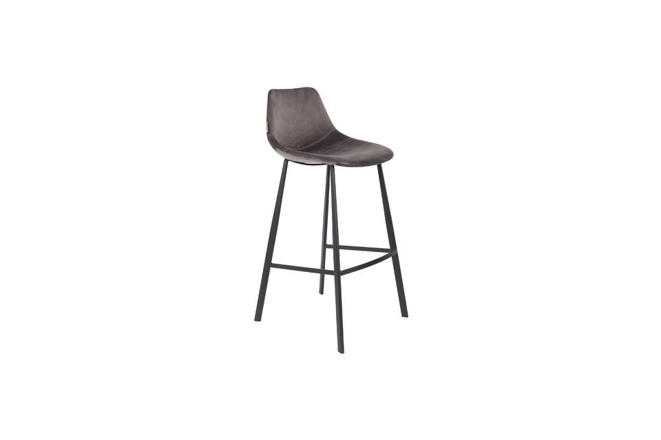 Tabouret de bar Franky en velours gris - 7