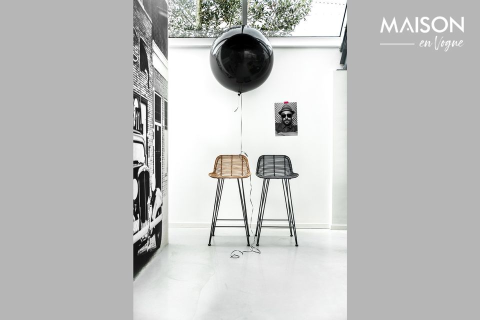 Tabouret de bar Marey en rotin noir HK Living