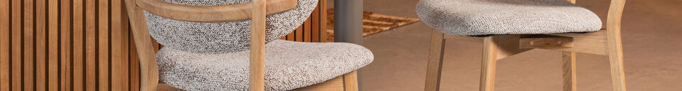 Mise en avant matière Tabouret de bar naturel chêne et tissu UDAR
