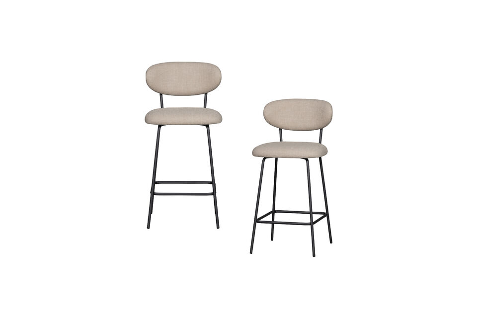 Tabouret de bar moderne Kjeld Rembourré en tissu tissé (100% PES) Base en métal noir mat H 93 cm