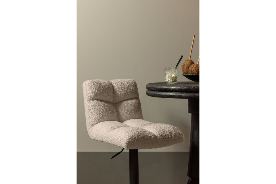 Tabouret de bar confortable avec pied pivotant Revêtement en bouclé doux (100% polyester) Base