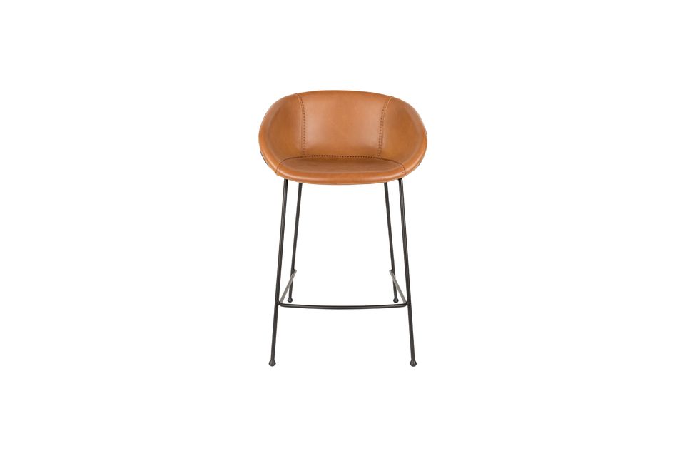Tabouret de comptoir 65 cm en similicuir marron Feston - 11
