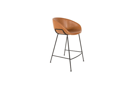 Tabouret de comptoir 65 cm en similicuir marron Feston Détouré