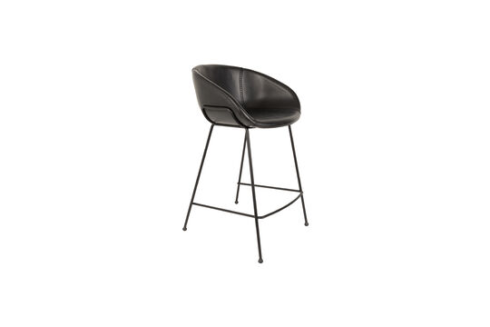 Tabouret de comptoir 65 cm en similicuir noir Feston Détouré