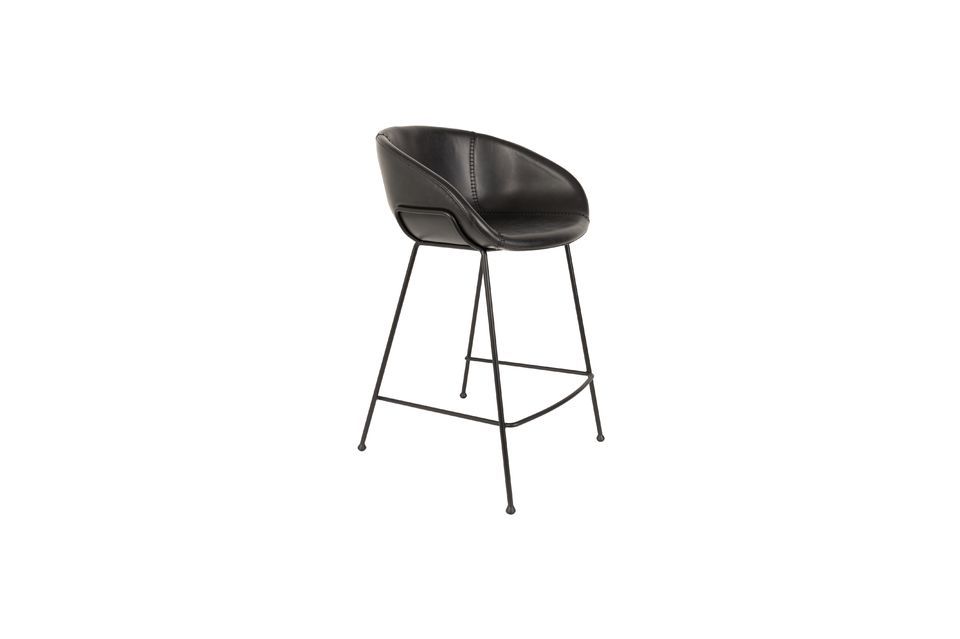 Tabouret de comptoir 65 cm en similicuir noir Feston - 7