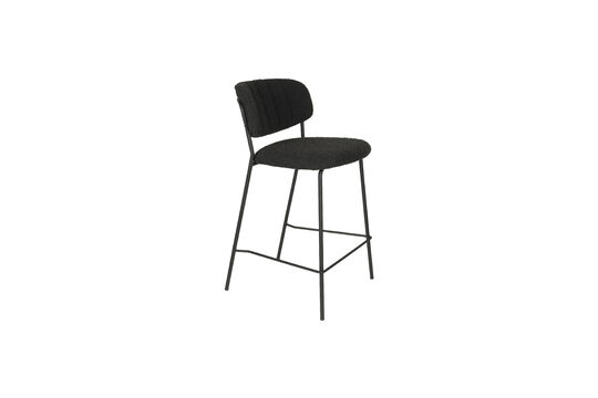 Tabouret de comptoir en tissu bouclé noir Jolien Détouré