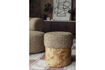 Miniature Tabouret en bois et tissu marron Burlin 1